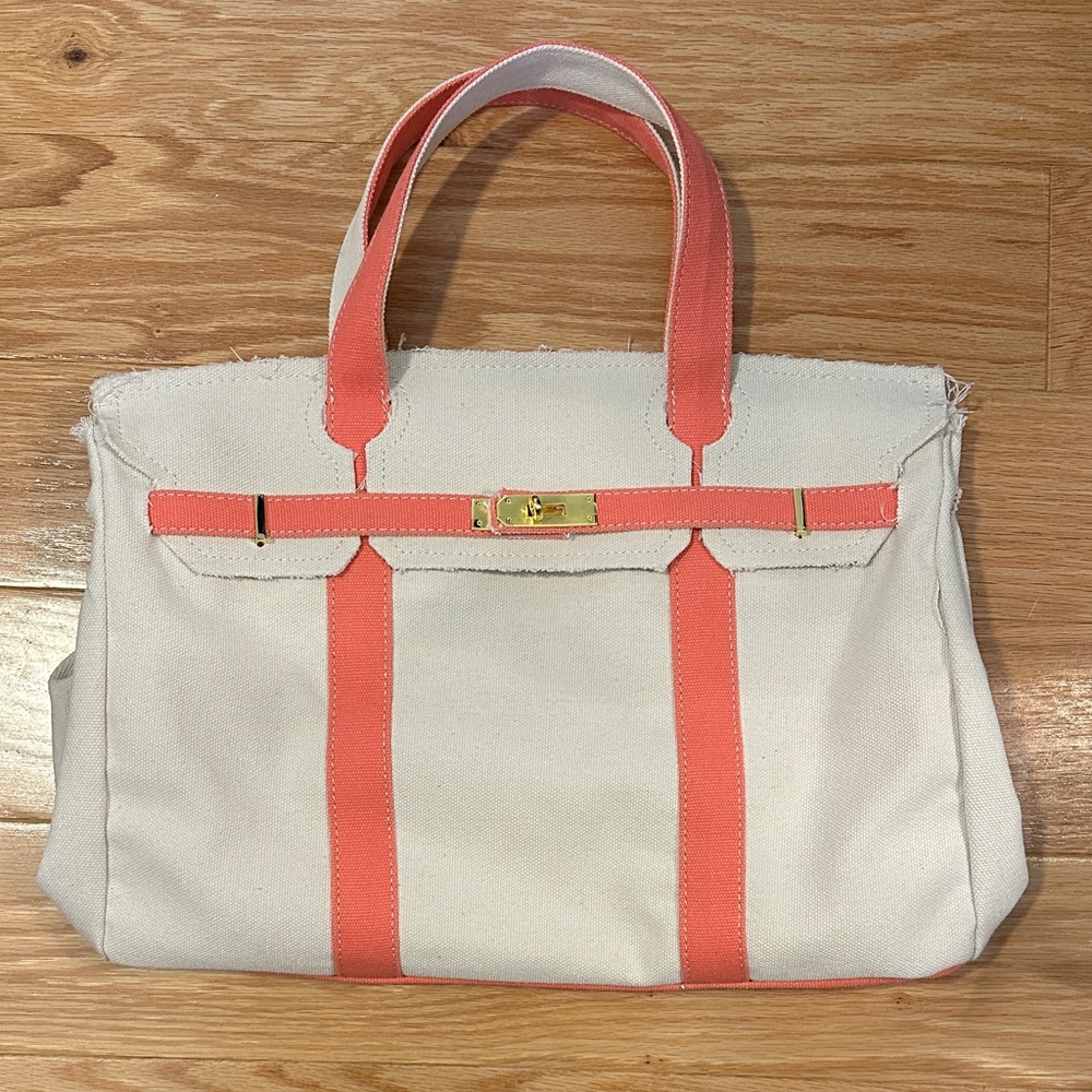 Pink and Cream “Boatkin” Tote Bag